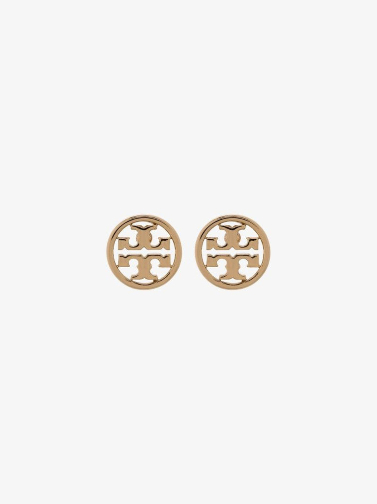 Gold Tone Miller Logo Stud Earrings