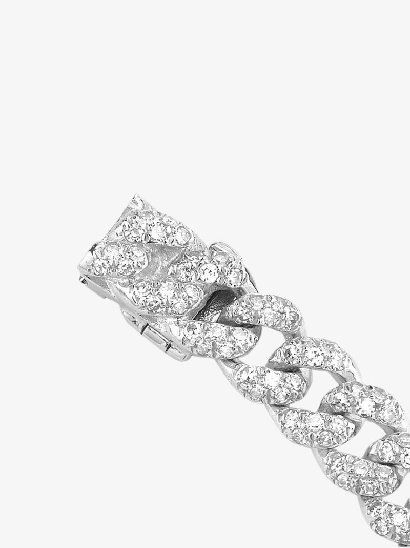 18k White Gold Mini Flat Link Diamond Bracelet