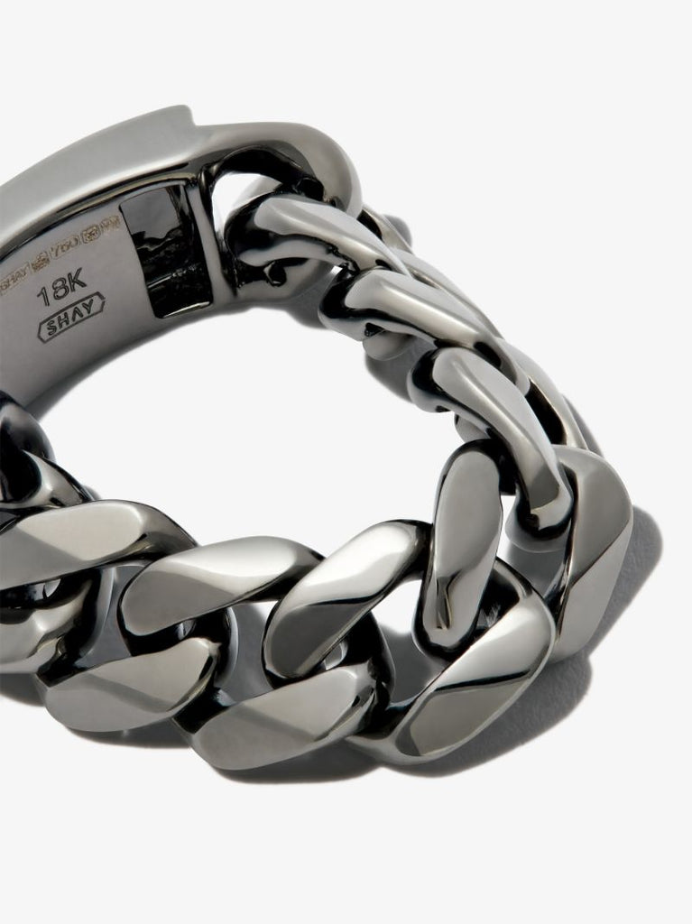 18k Black Gold Id Flat Link Ring