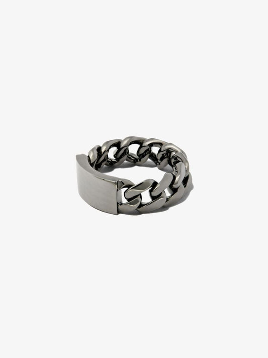 18k Black Gold Id Flat Link Ring