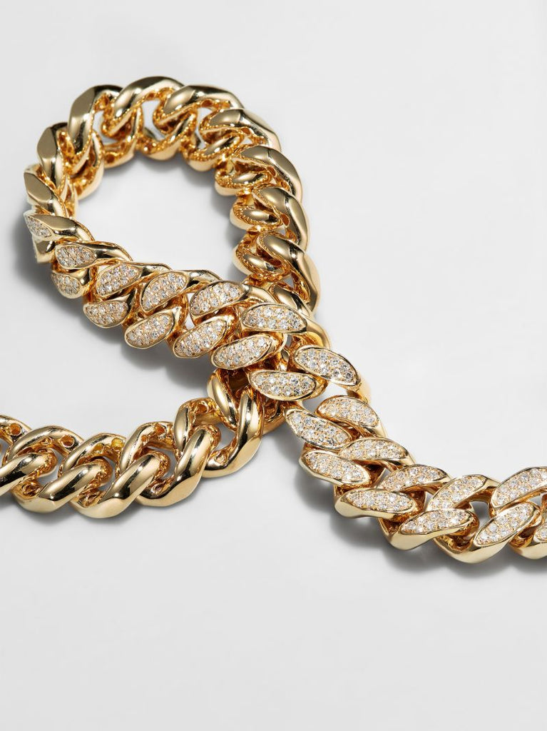 18k Yellow Gold Flat Link Diamond Bracelet