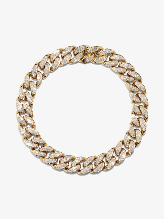 18k Yellow Gold Flat Link Diamond Bracelet