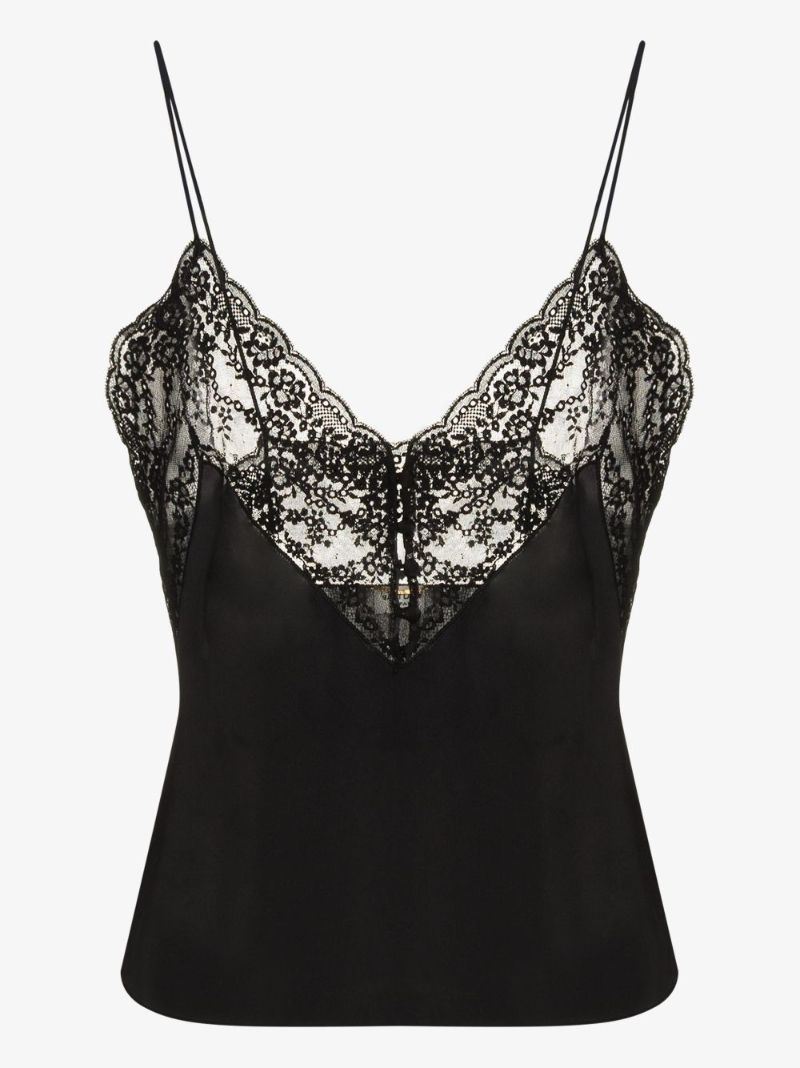 Lace Trim Silk Camisole Top