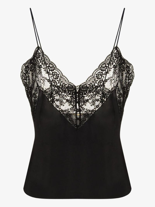 Lace Trim Silk Camisole Top