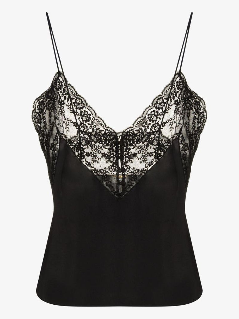 Lace Trim Silk Camisole Top