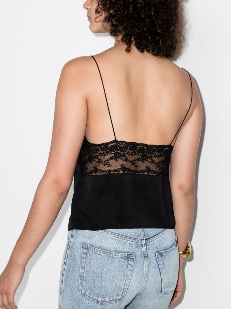 Lace Trim Silk Camisole Top