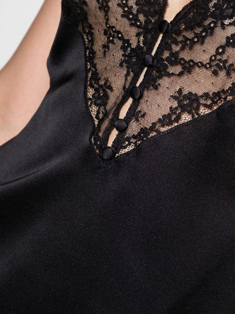 Lace Trim Silk Camisole Top