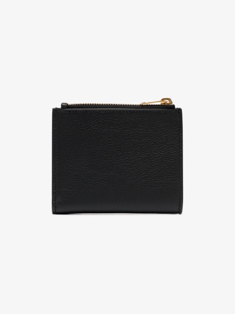 Black Tiny Monogram Zipped Leather Wallet