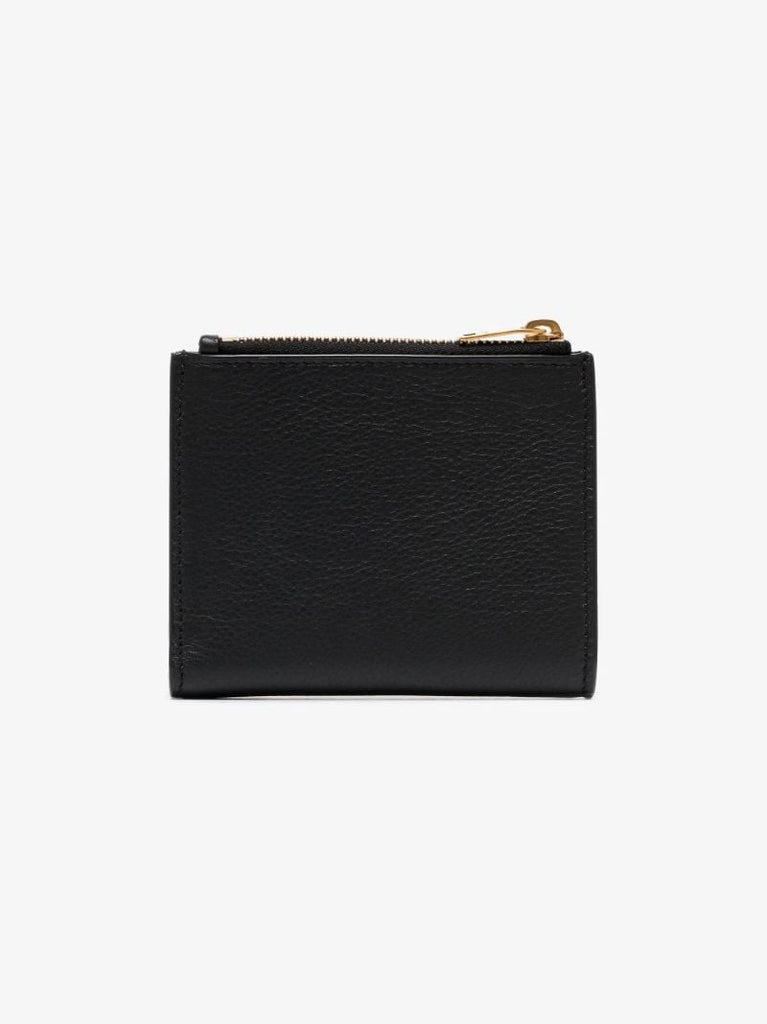 Black Tiny Monogram Zipped Leather Wallet