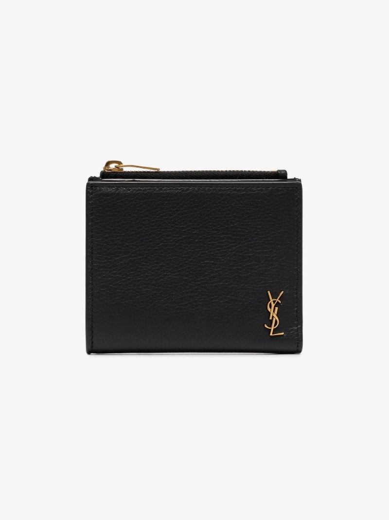 Black Tiny Monogram Zipped Leather Wallet