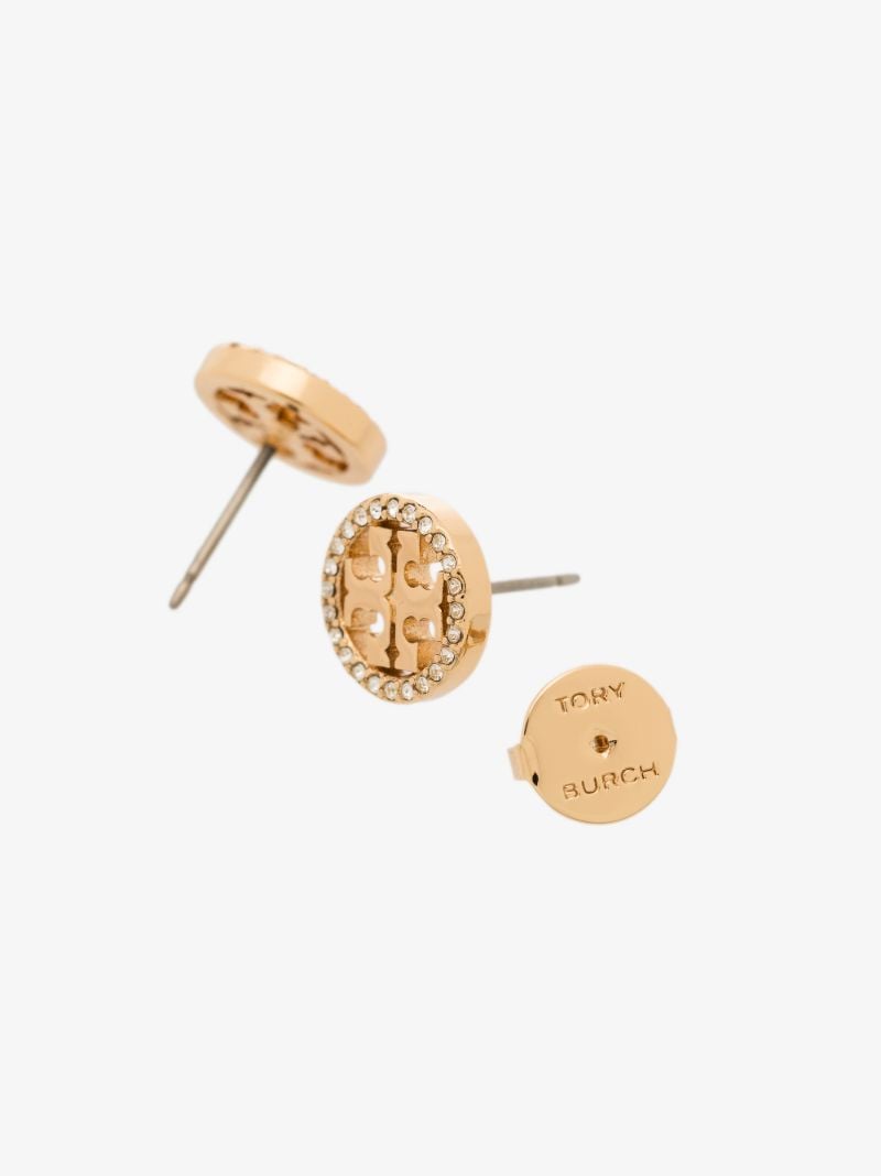 Gold Tone Miller Crystal Stud Earrings