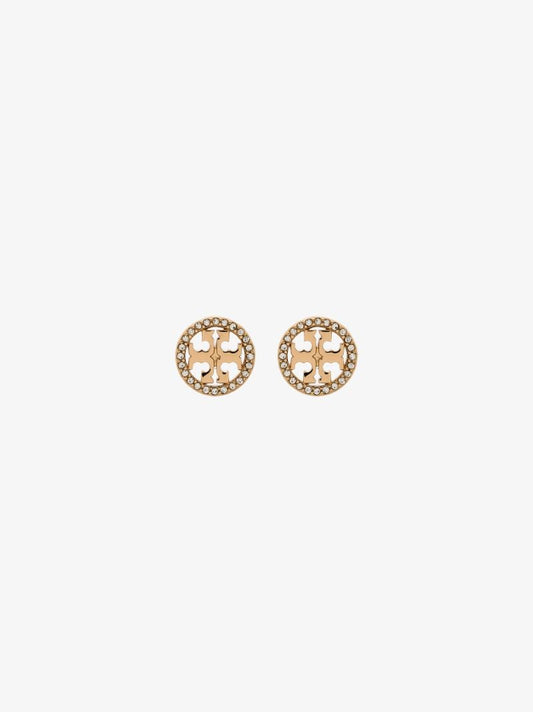 Gold Tone Miller Crystal Stud Earrings