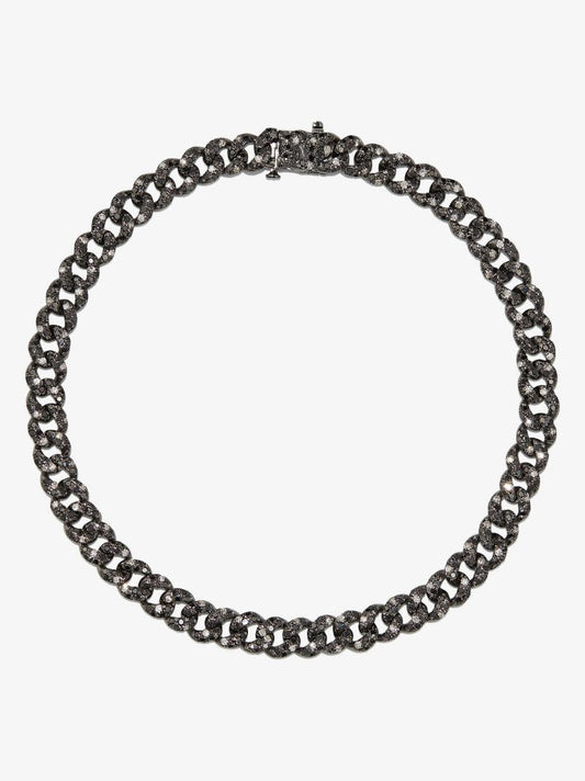 18k Black Gold Mini Flat Link Diamond Bracelet