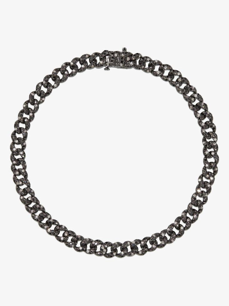 18k Black Gold Mini Flat Link Diamond Bracelet