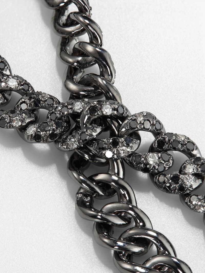 18k Black Gold Mini Flat Link Diamond Bracelet