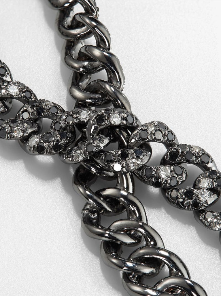 18k Black Gold Mini Flat Link Diamond Bracelet