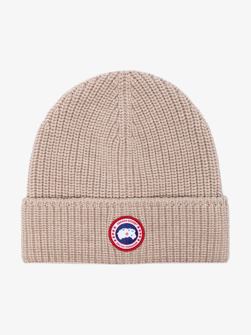 Light Brown Arctic Disk Knit Beanie Hat