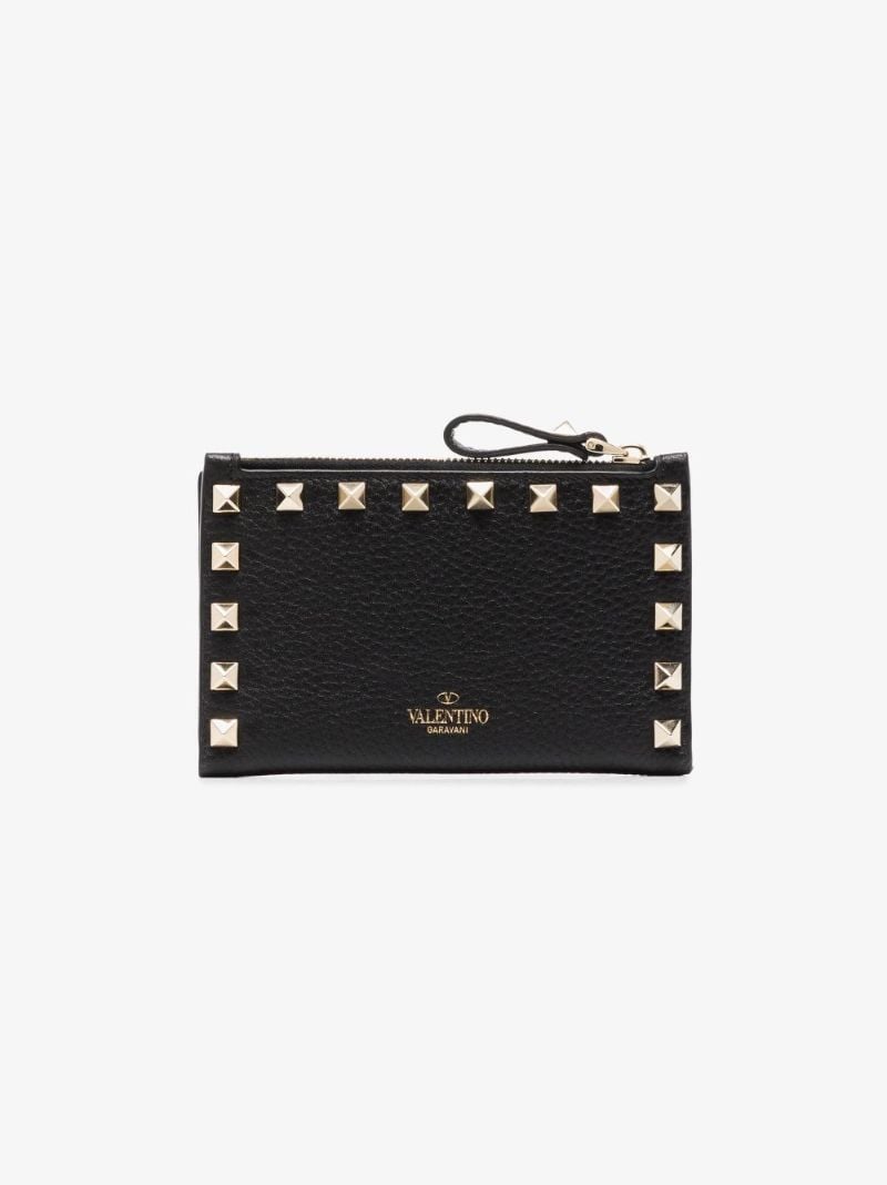 Black Rockstud Leather Coin Purse