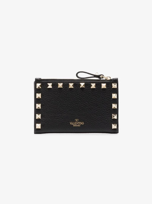 Black Rockstud Leather Coin Purse