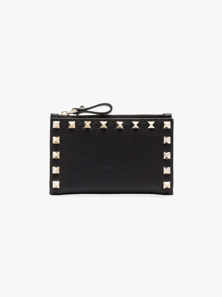Black Rockstud Leather Coin Purse