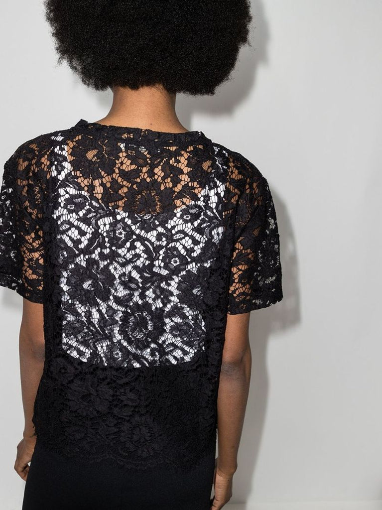 Logo Print Lace Top