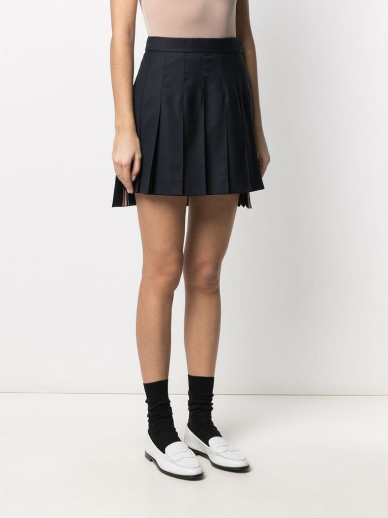 Blue Stepped Hem Mini Skirt