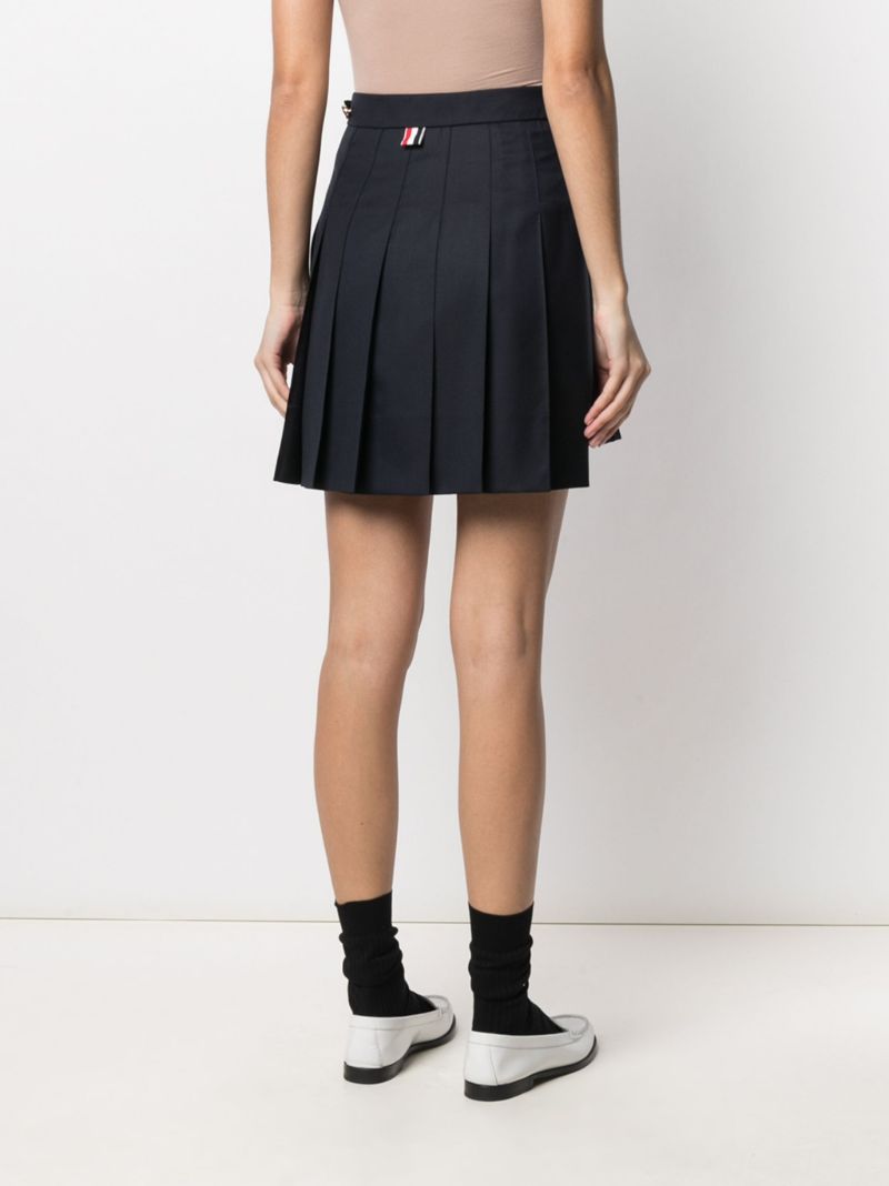 Blue Stepped Hem Mini Skirt