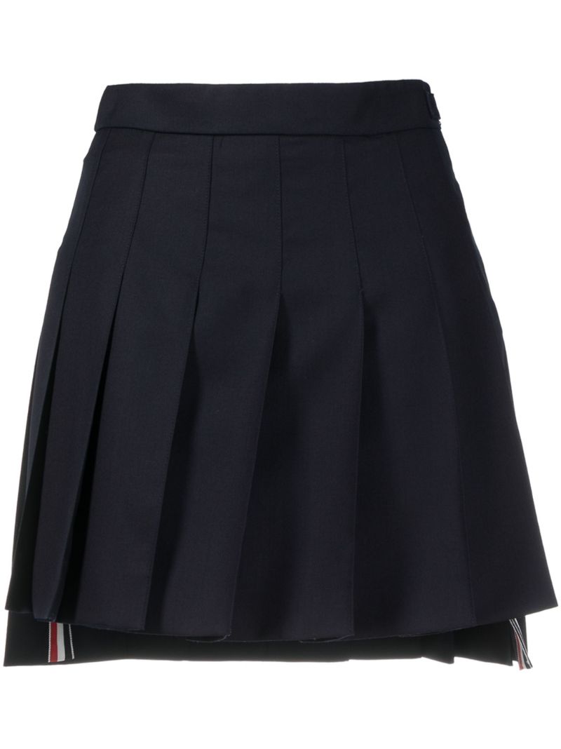 Blue Stepped Hem Mini Skirt