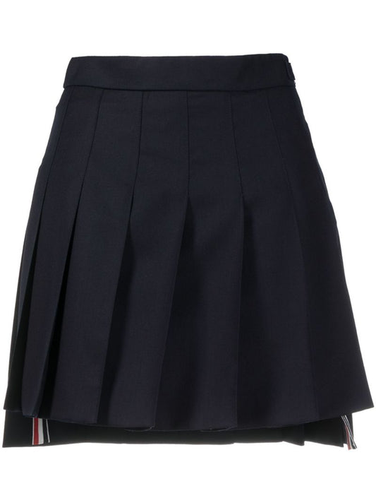 Blue Stepped Hem Mini Skirt