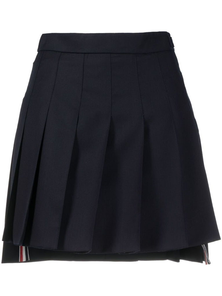 Blue Stepped Hem Mini Skirt