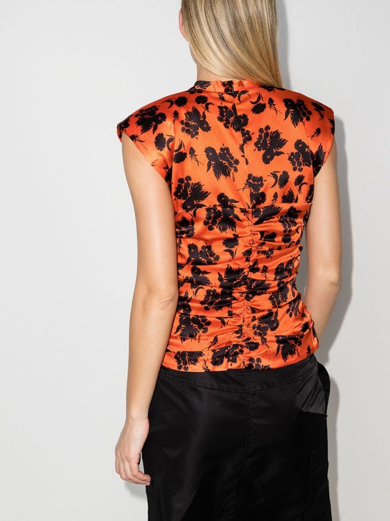 Floral-print Ruched Blouse