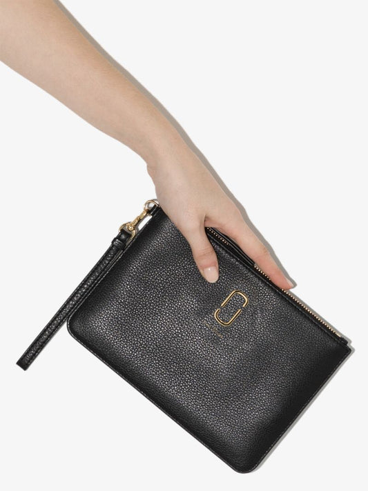 Black the Softshot Leather Wristlet Pouch