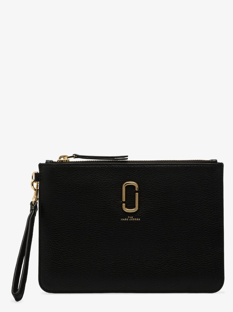 Black the Softshot Leather Wristlet Pouch