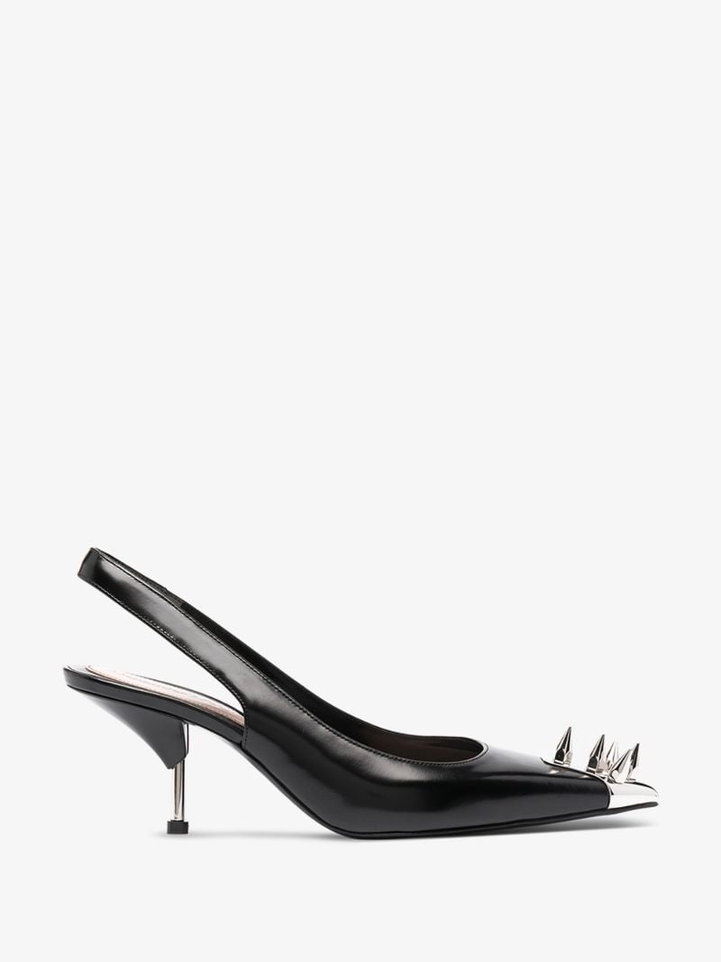 Black Punk Stud Leather Pumps
