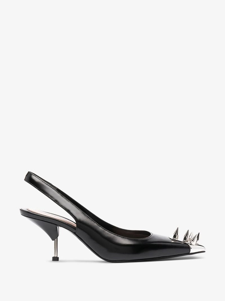 Black Punk Stud Leather Pumps