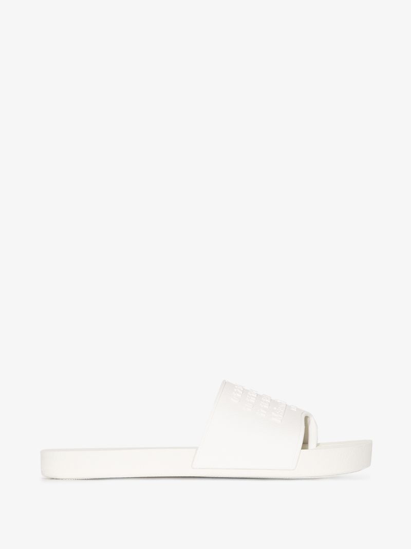 White Tabi Embossed Logo Slides