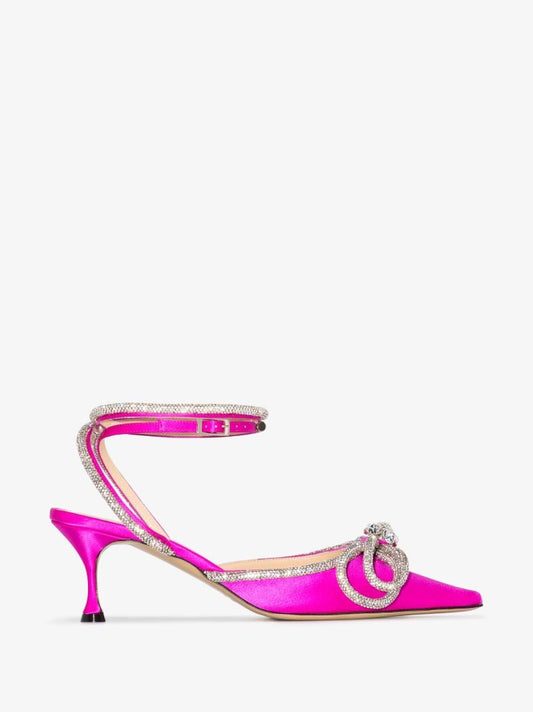 Pink Double Bow 65 Crystal Pumps