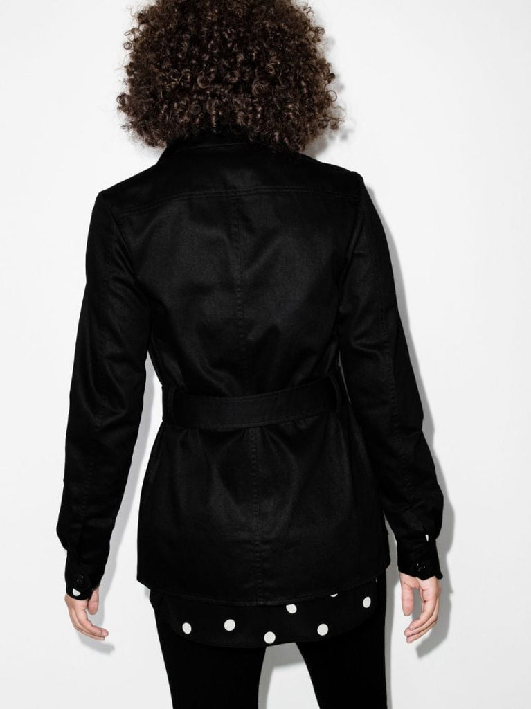 Black Sahar Belted Shirt Jacket