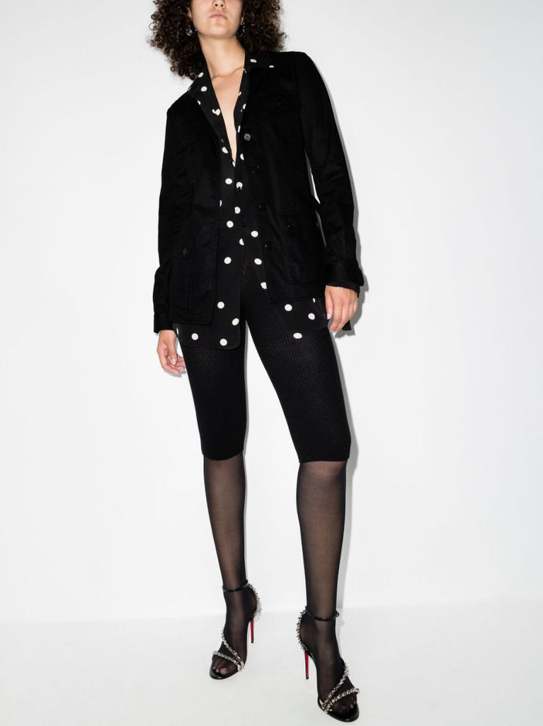 Black Sahar Belted Shirt Jacket