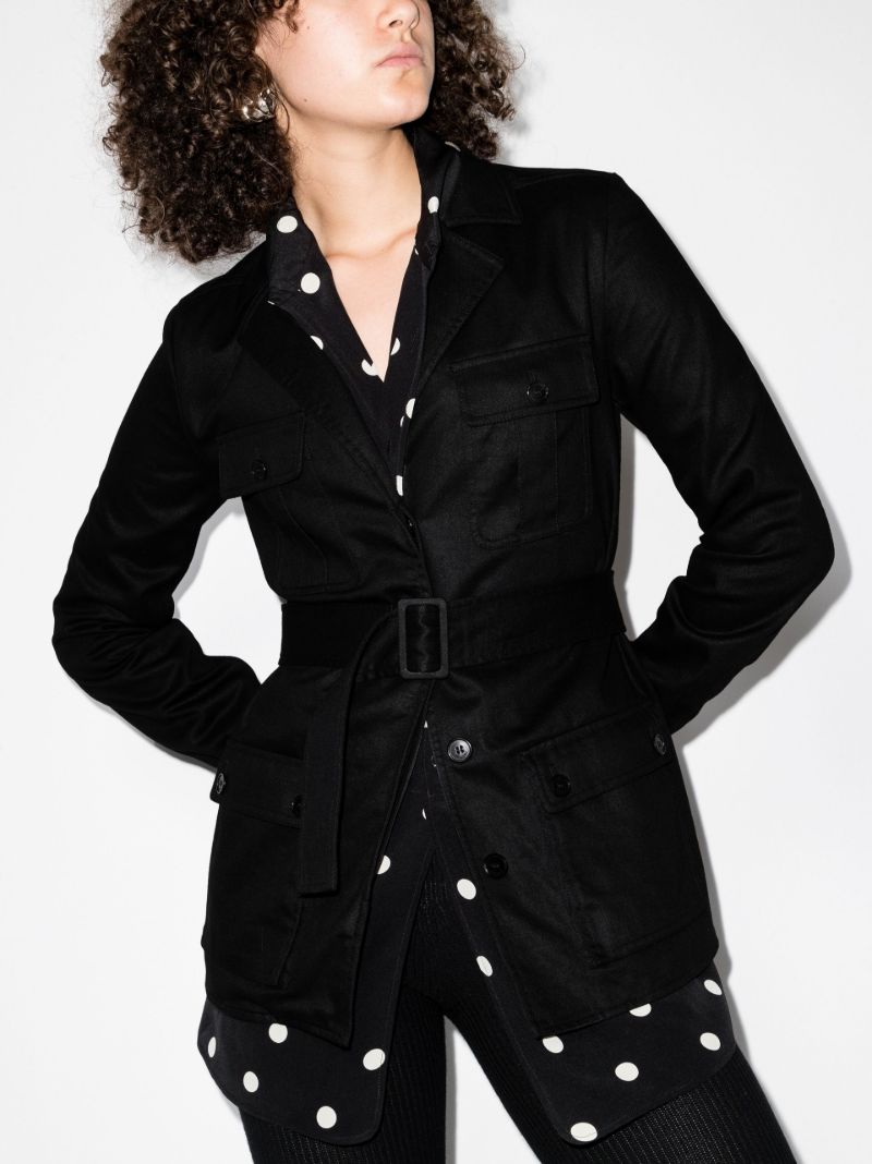 Black Sahar Belted Shirt Jacket