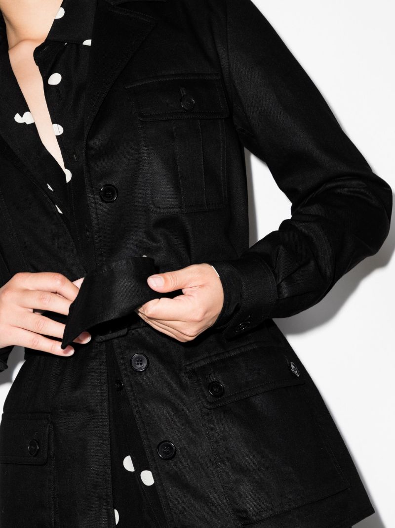 Black Sahar Belted Shirt Jacket