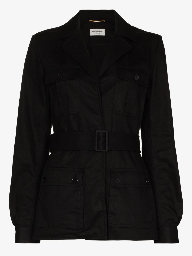 Black Sahar Belted Shirt Jacket