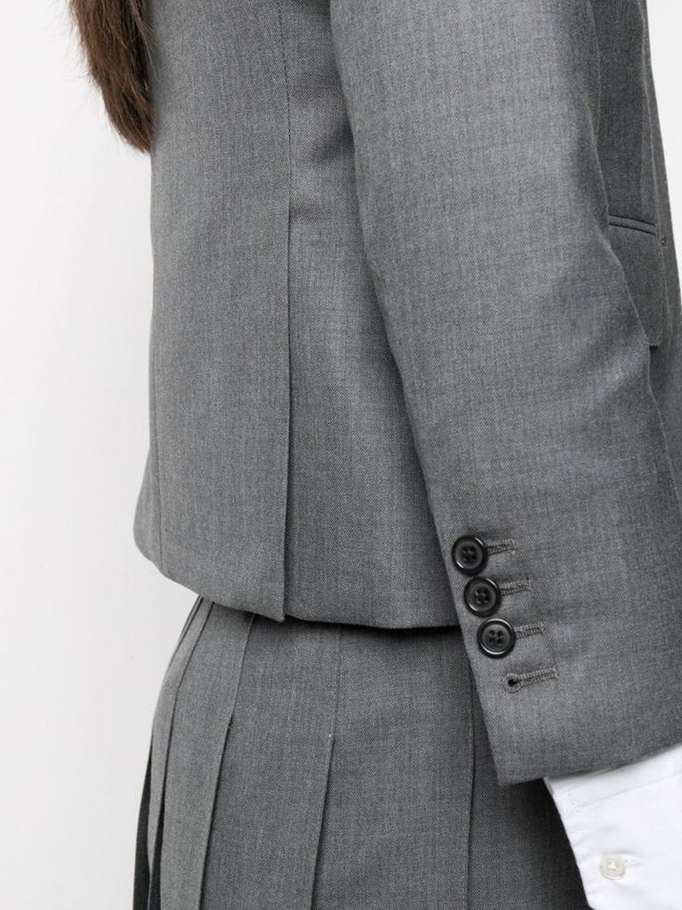 Grey Single-breasted Wool Blazer