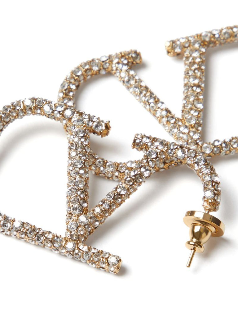 Gold-tone Vlogo Signature Crystal Earrings
