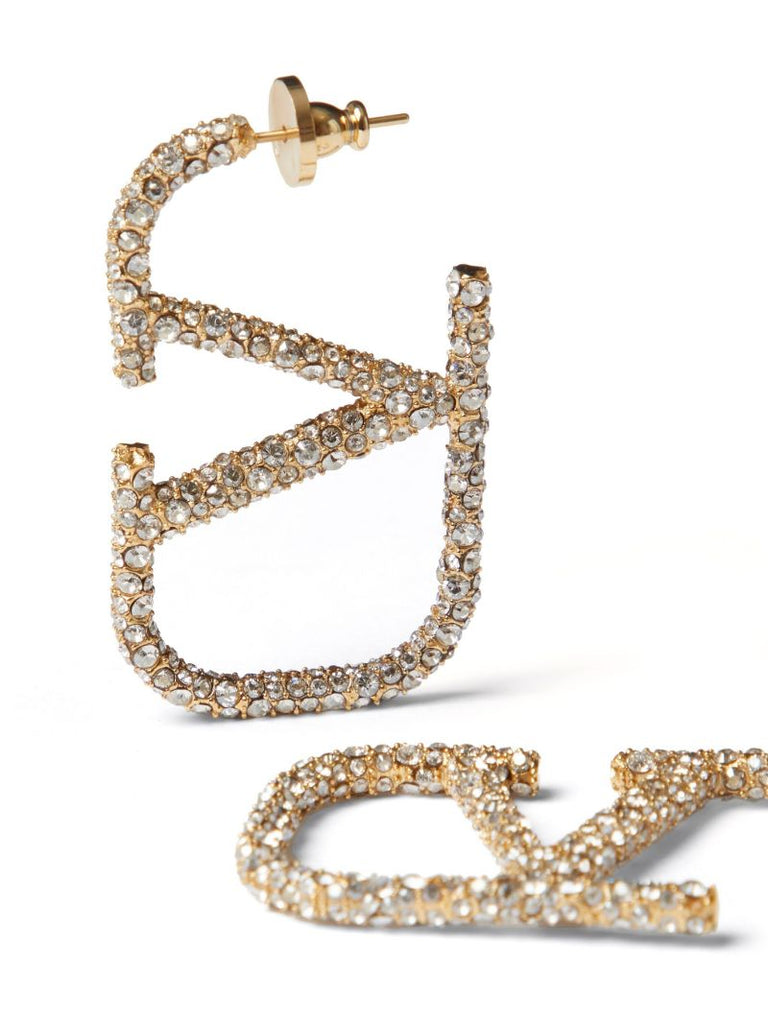 Gold-tone Vlogo Signature Crystal Earrings