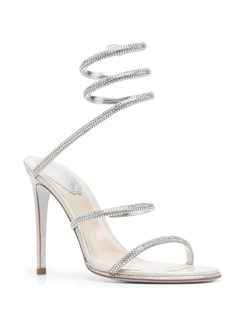 Silver-tone Cleo Embellished Leather Sandals