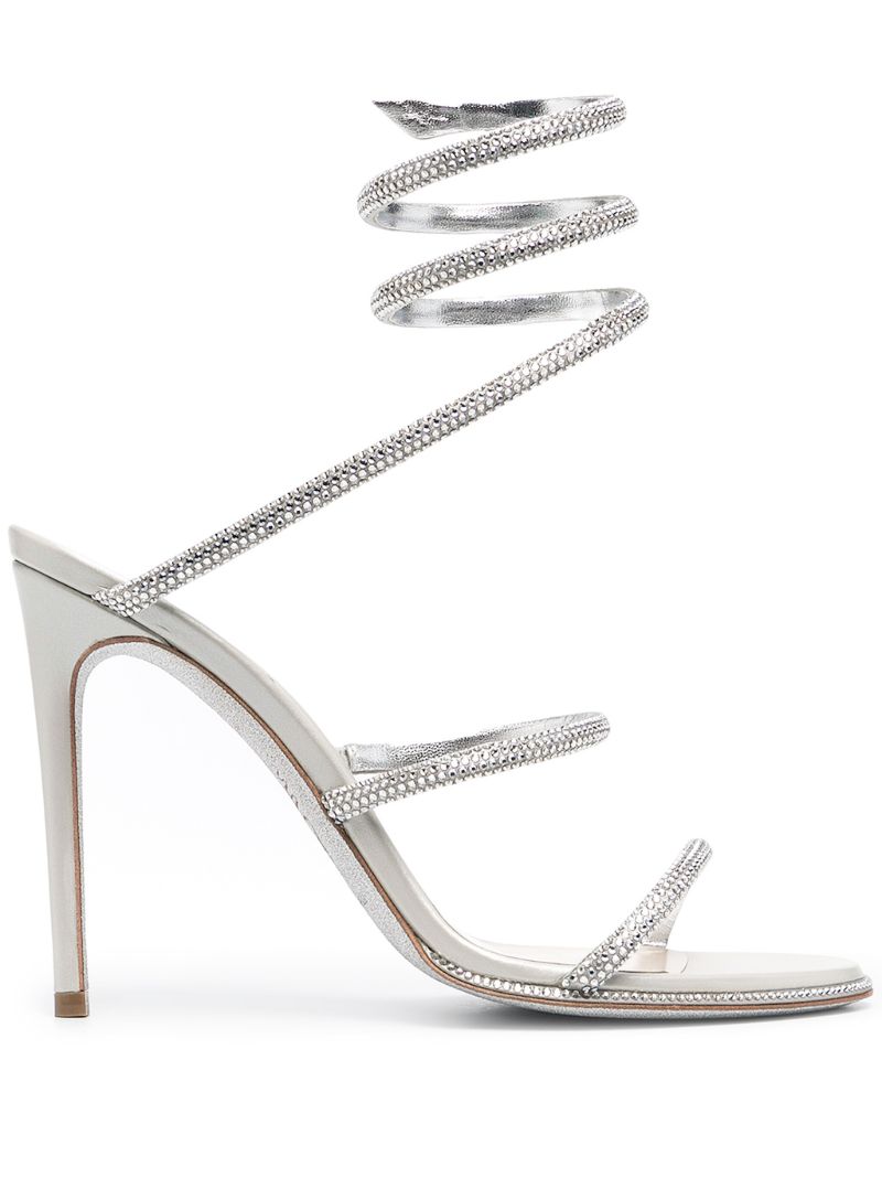 Silver-tone Cleo Embellished Leather Sandals