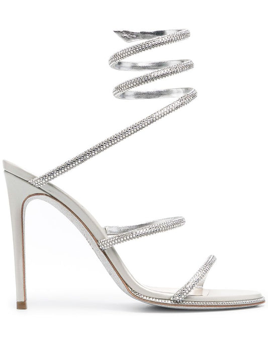 Silver-tone Cleo Embellished Leather Sandals