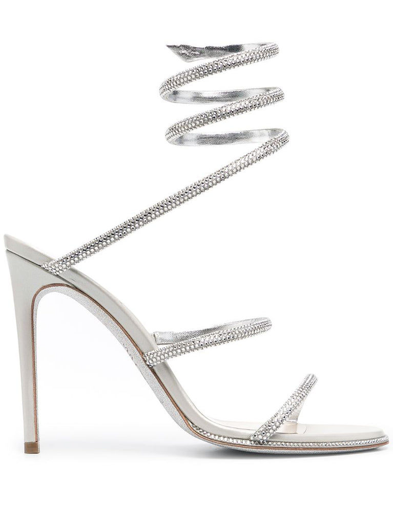 Silver-tone Cleo Embellished Leather Sandals