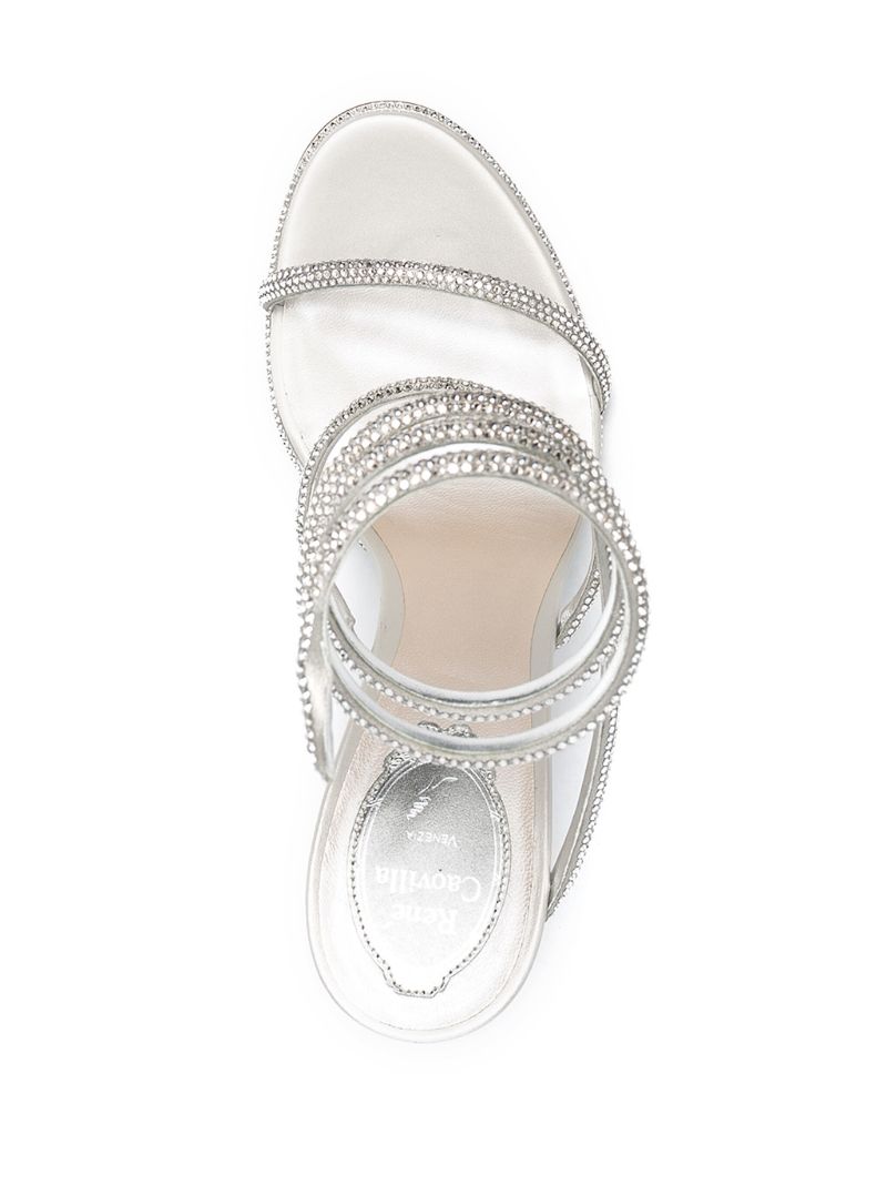 Silver-tone Cleo Embellished Leather Sandals